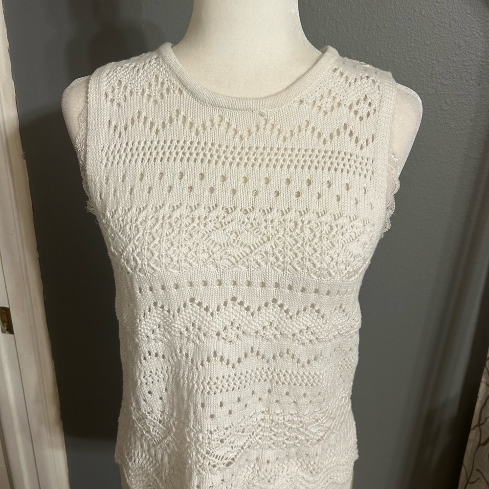 OVS Elegant White Sleeveless Crochet Top